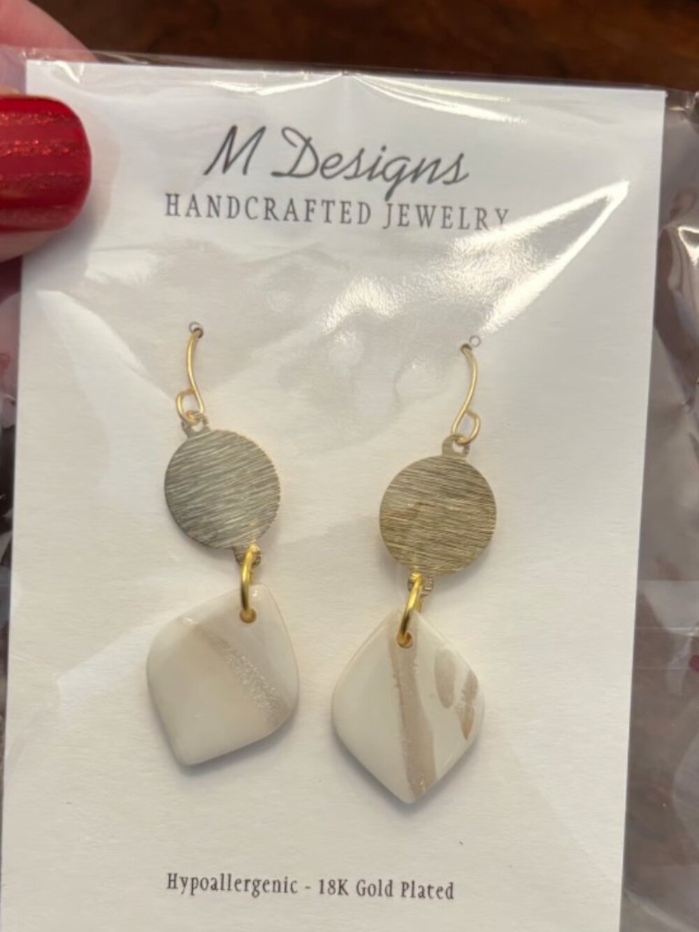Polymer Clay White Opal Earrings